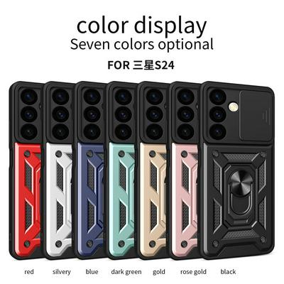 For Samsung Galaxy S24 Sergeant Shockproof Drop-proof PC+TPU Phone Protective Case with Metal Ring Kickstand and Metal Patch 