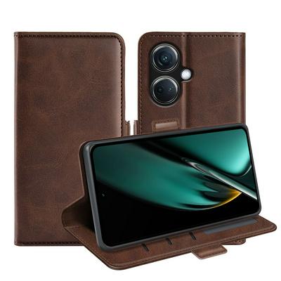 For Oppo K11 5G/OnePlus Nord CE3 Double Buckle Wallet Style Folio Flip Leather Case with Stand and Card Slots Function