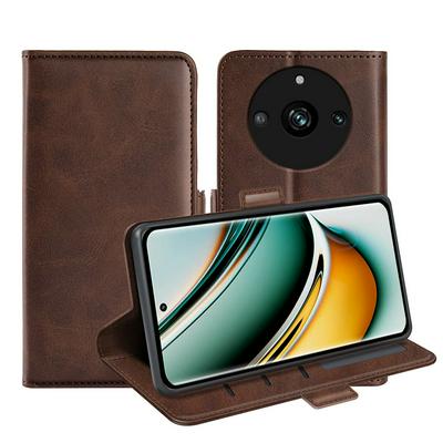 For Oppo Realme 11 Pro/11 Pro Plus Double Buckle Wallet Style Folio Flip Leather Case with Stand and Card Slots Function
