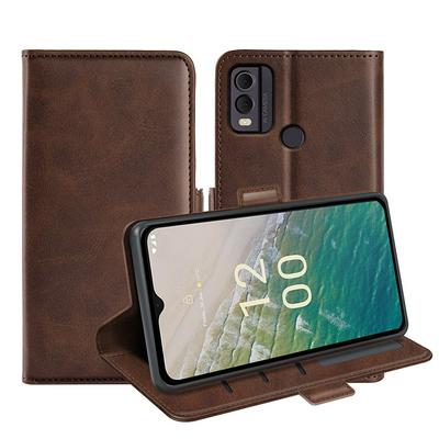For Nokia C22 4G Double Buckle Wallet Style Folio Flip Leather Case with Stand and Card Slots Function