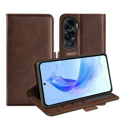 For Honor 90 Lite Double Buckle Wallet Style Folio Flip Leather Case with Stand and Card Slots Function