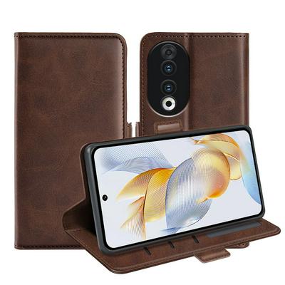 For Honor 90 Double Buckle Wallet Style Folio Flip Leather Case with Stand and Card Slots Function