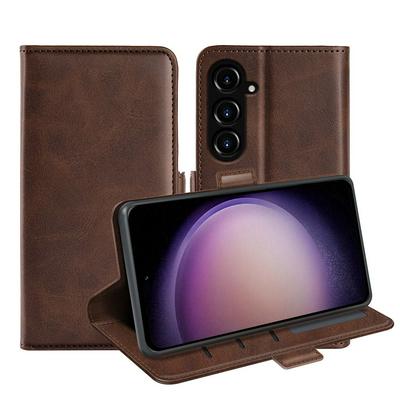 For Samsung Galaxy S23 FE Double Buckle Wallet Style Folio Flip Leather Case with Stand and Card Slots Function