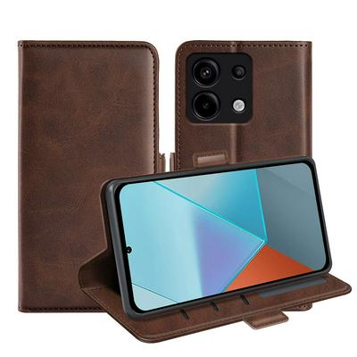 For Xiaomi Redmi Note 13 Pro Double Buckle Wallet Style Folio Flip Leather Case with Stand and Card Slots Function
