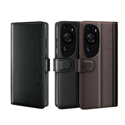 for Huawei P60 Art Side Flip Wallet Style Genuine Leather + Soft TPU Card Slots with Stand and Magnetic Buckle Case 