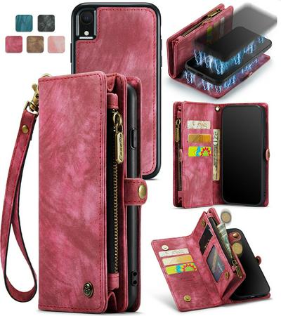 CASEME 008 Series Detachable 2-in-1 Wallet Split Leather Mobile Casing for iPhone XR