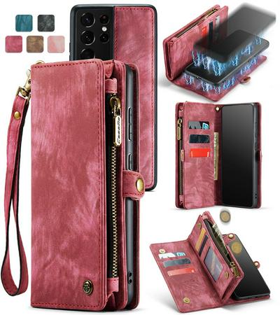 CASEME 008 Series Detachable 2-in-1 Wallet Split Leather Mobile Casing for Samsung Galaxy S21 Ultra