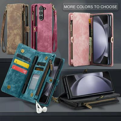 CASEME 008 Series Detachable 2-in-1 Wallet Split Leather Mobile Casing for Samsung Galaxy Z Fold5