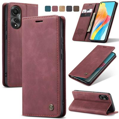 CASEME 013 Series for Oppo A78 4G Wallet PU Leather Case Foldable Stand Magnetic Auto-absorbed Flip Cover