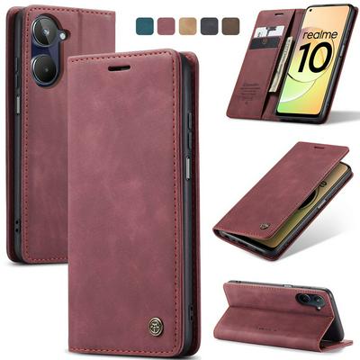 CASEME 013 Series for Oppo Realme 10 4G Wallet PU Leather Case Foldable Stand Magnetic Auto-absorbed Flip Cover