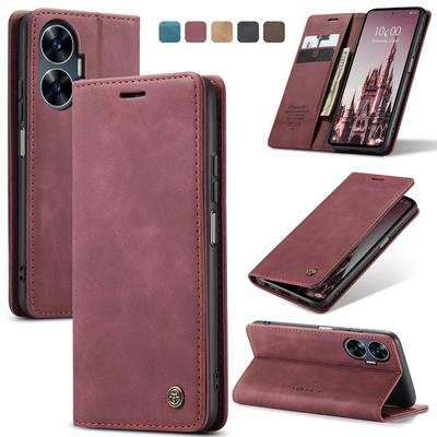 CASEME 013 Series for Oppo Realme C55 Wallet PU Leather Case Foldable Stand Magnetic Auto-absorbed Flip Cover