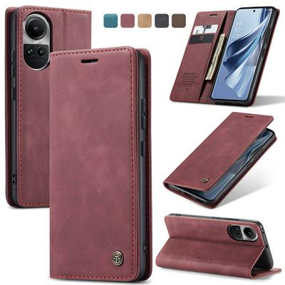 CASEME 013 Series for Oppo Reno 10 5G / Reno 10 Pro Wallet PU Leather Case Foldable Stand Magnetic Auto-absorbed Flip Cover