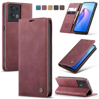 CASEME 013 Series for Oppo Reno 8 5G Wallet PU Leather Case Foldable Stand Magnetic Auto-absorbed Flip Cover