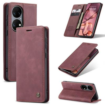 CASEME 013 Series for Huawei P50 Wallet PU Leather Case Foldable Stand Magnetic Auto-absorbed Flip Cover