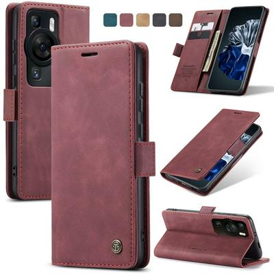 CASEME 013 Series for Huawei P60 Pro Wallet PU Leather Case Foldable Stand Magnetic Auto-absorbed Flip Cover