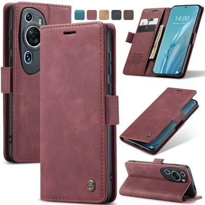 CASEME 013 Series for Huawei P60 Art Wallet PU Leather Case Foldable Stand Magnetic Auto-absorbed Flip Cover