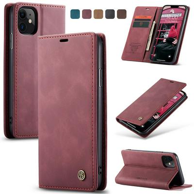 CASEME 013 Series for iPhone 11 Wallet PU Leather Case Foldable Stand Magnetic Auto-absorbed Flip Cover