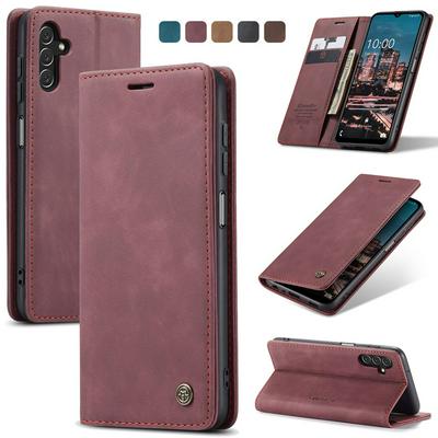 CASEME 013 Series for Samsung Galaxy A14 5G Wallet PU Leather Case Foldable Stand Magnetic Auto-absorbed Flip Cover