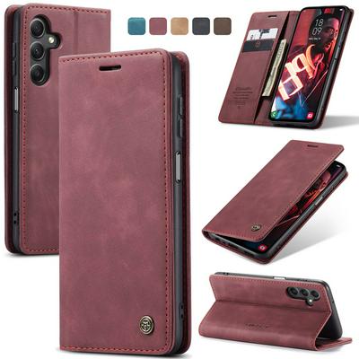 CASEME 013 Series for Samsung Galaxy A24 4G Wallet PU Leather Case Foldable Stand Magnetic Auto-absorbed Flip Cover