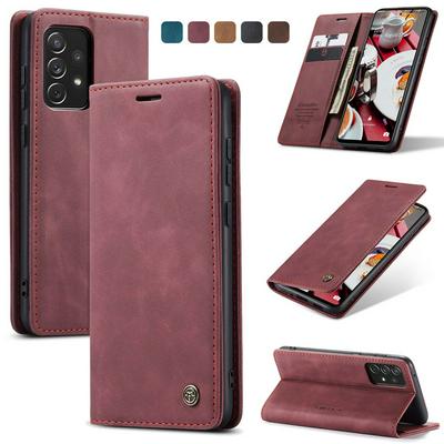 CASEME 013 Series for Samsung Galaxy A73 5G Wallet PU Leather Case Foldable Stand Magnetic Auto-absorbed Flip Cover