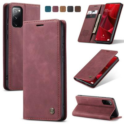 CASEME 013 Series for Samsung Galaxy S20 FE Wallet PU Leather Case Foldable Stand Magnetic Auto-absorbed Flip Cover