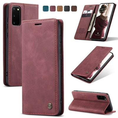 CASEME 013 Series for Samsung Galaxy S20 Wallet PU Leather Case Foldable Stand Magnetic Auto-absorbed Flip Cover