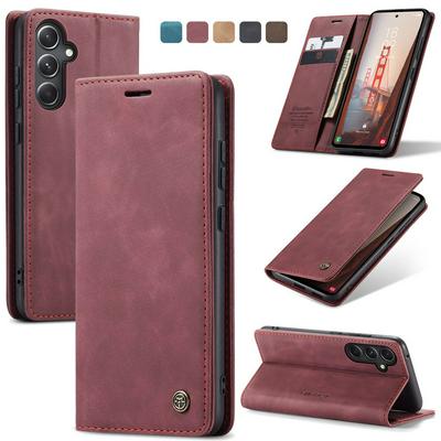 CASEME 013 Series for Samsung Galaxy S23 FE Wallet PU Leather Case Foldable Stand Magnetic Auto-absorbed Flip Cover