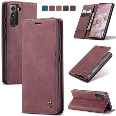 CASEME 013 Series for Samsung Galaxy S22 Plus Wallet PU Leather Case Foldable Stand Magnetic Auto-absorbed Flip Cover