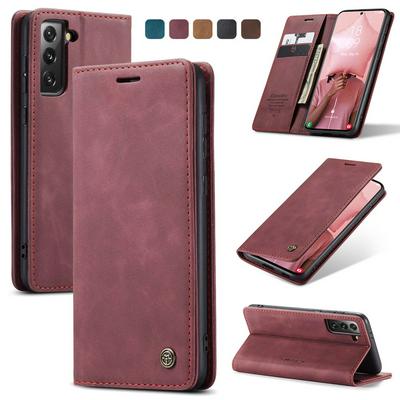 CASEME 013 Series for Samsung Galaxy S21 Wallet PU Leather Case Foldable Stand Magnetic Auto-absorbed Flip Cover