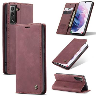 CASEME 013 Series for Samsung Galaxy S21 Plus Wallet PU Leather Case Foldable Stand Magnetic Auto-absorbed Flip Cover