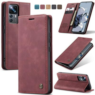 CASEME 013 Series for Xiaomi 12T / 12T Pro Wallet PU Leather Case Foldable Stand Magnetic Auto-absorbed Flip Cover