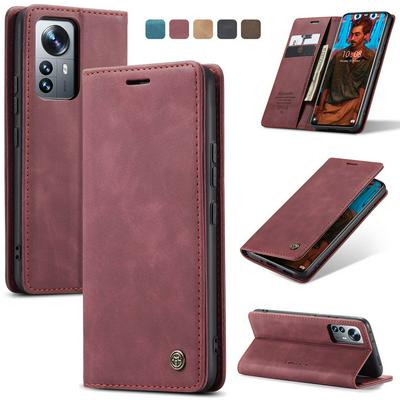 CASEME 013 Series for Xiaomi 12 Pro Wallet PU Leather Case Foldable Stand Magnetic Auto-absorbed Flip Cover