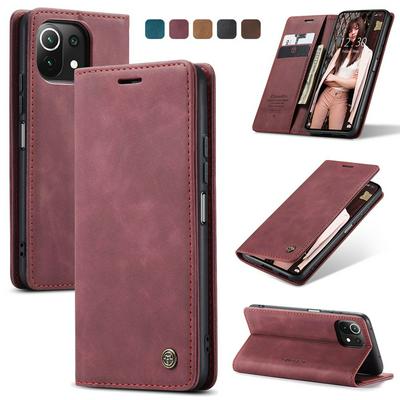 CASEME 013 Series for Xiaomi 11 Lite Wallet PU Leather Case Foldable Stand Magnetic Auto-absorbed Flip Cover