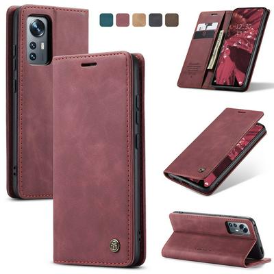 CASEME 013 Series for Xiaomi 12/12X/12S Wallet PU Leather Case Foldable Stand Magnetic Auto-absorbed Flip Cover