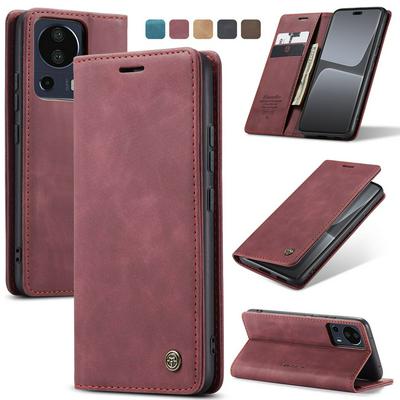 CASEME 013 Series for Xiaomi 13 Lite Wallet PU Leather Case Foldable Stand Magnetic Auto-absorbed Flip Cover