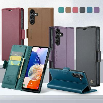CASEME 023 Series For Samsung Galaxy A14 RFID Blocking Leather Case Wallet Stand Phone Cover