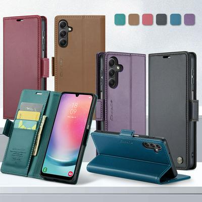 CASEME 023 Series For Samsung Galaxy A24 4G RFID Blocking Leather Case Wallet Stand Phone Cover