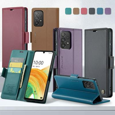 CASEME 023 Series For Samsung Galaxy A33 5G RFID Blocking Leather Case Wallet Stand Phone Cover