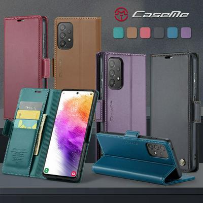 CASEME 023 Series For Samsung Galaxy A73 RFID Blocking Leather Case Wallet Stand Phone Cover
