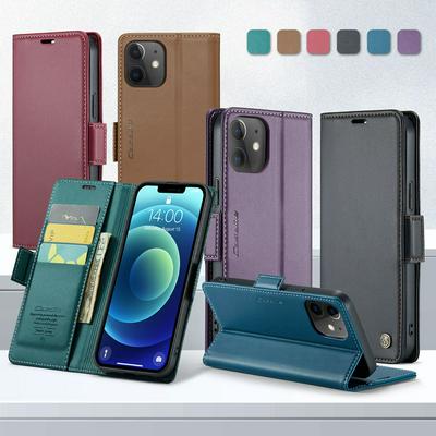 CASEME 023 Series For iPhone 12 / 12 Pro RFID Blocking Leather Case Wallet Stand Phone Cover