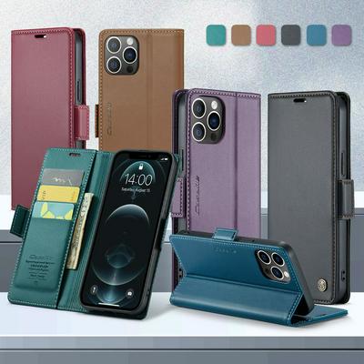 CASEME 023 Series For iPhone 12 Pro Max RFID Blocking Leather Case Wallet Stand Phone Cover