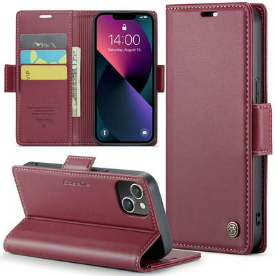 CASEME 023 Series For iPhone 14 Plus RFID Blocking Leather Case Wallet Stand Phone Cover