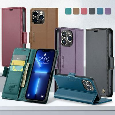 CASEME 023 Series For iPhone 13 Pro RFID Blocking Leather Case Wallet Stand Phone Cover