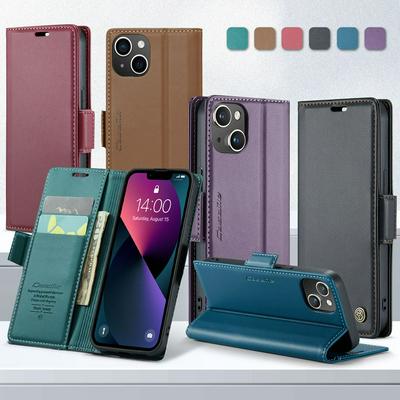 CASEME 023 Series For iPhone 13 Mini RFID Blocking Leather Case Wallet Stand Phone Cover