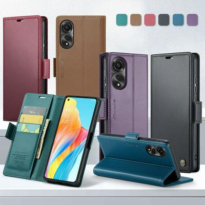 CASEME 023 Series For Oppo A78 4G RFID Blocking Leather Case Wallet Stand Phone Cover