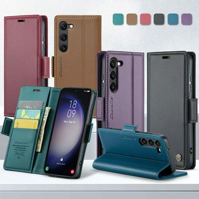 CASEME 023 Series For Samsung Galaxy S23 RFID Blocking Leather Case Wallet Stand Phone Cover