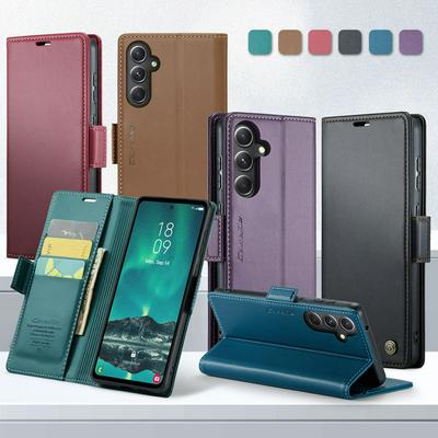 CASEME 023 Series For Samsung Galaxy S23 FE RFID Blocking Leather Case Wallet Stand Phone Cover