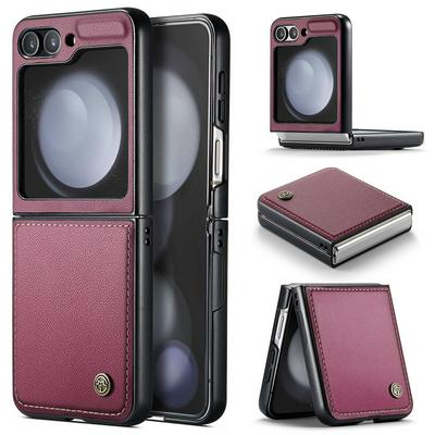 CASEME 023 Series For Samsung Galaxy Z Flip5 RFID Blocking Leather Case Wallet Stand Phone Cover