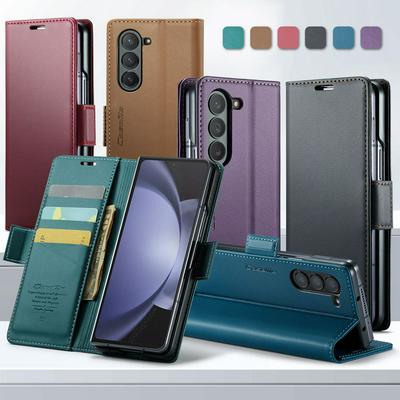 CASEME 023 Series For Samsung Galaxy Z Fold5 RFID Blocking Leather Case Wallet Stand Phone Cover