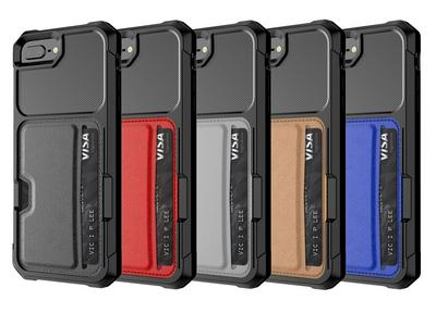 For iPhone 6 Plus / 7 Plus / 8 Plus ZM02 Four Corners Anti-drop PU Leather Coated TPU Case Card Slot Phone Shell